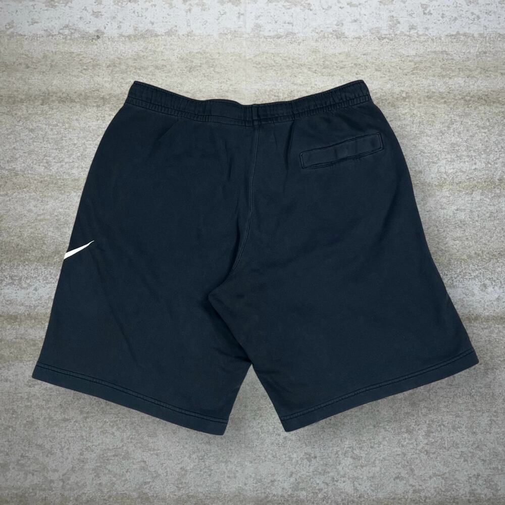 Vintage Y2K Nike Sweat Shorts Mens L Baggy Fit Jet Black White 10" Inseam Cotton - Picture 2 of 4